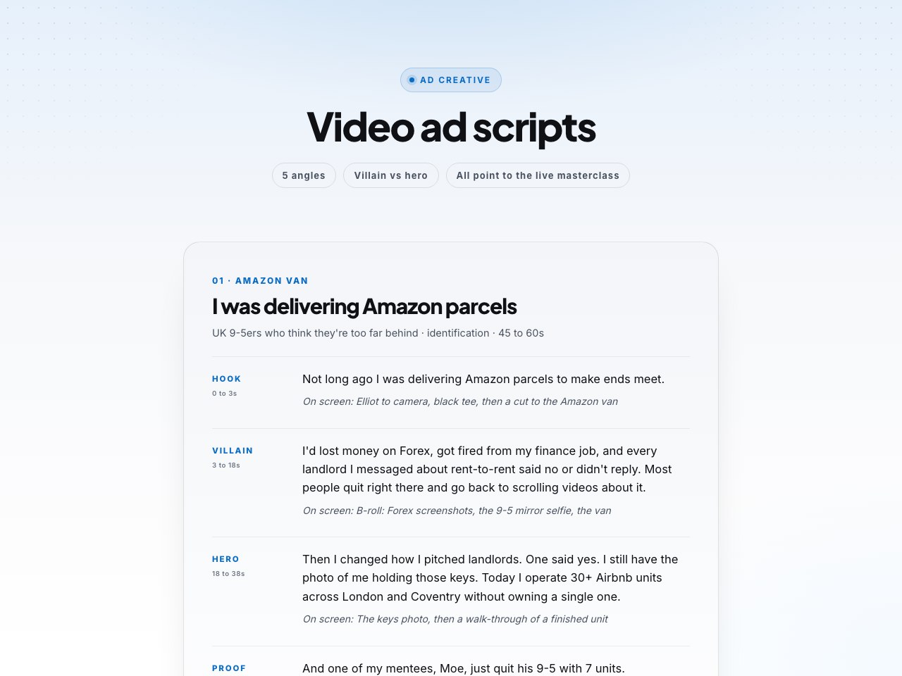Ad creative scripts preview